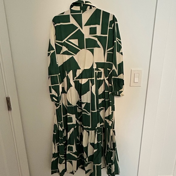 Zara Green and White Long Sleeve Dress - Picture 4 of 4